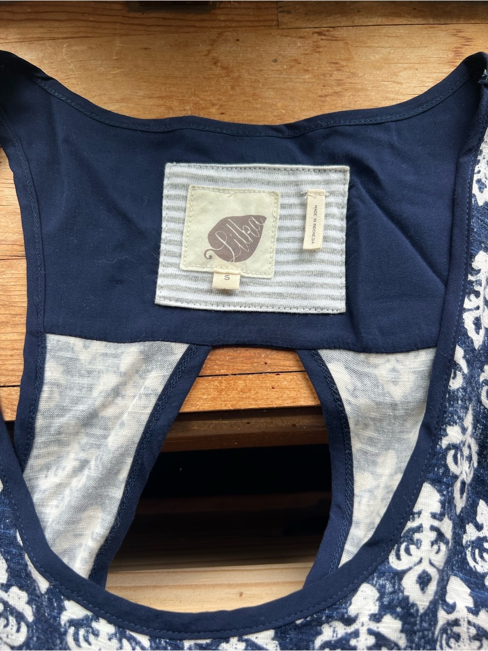 Lilka Blue/White Geometric Racerback Scoop Neck Jersey Tank Top Women’s S # 419